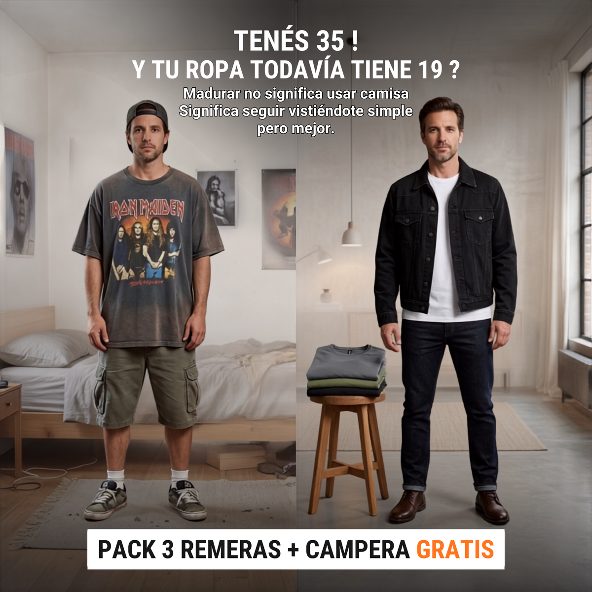 Pack Remeras + Campera de Jean