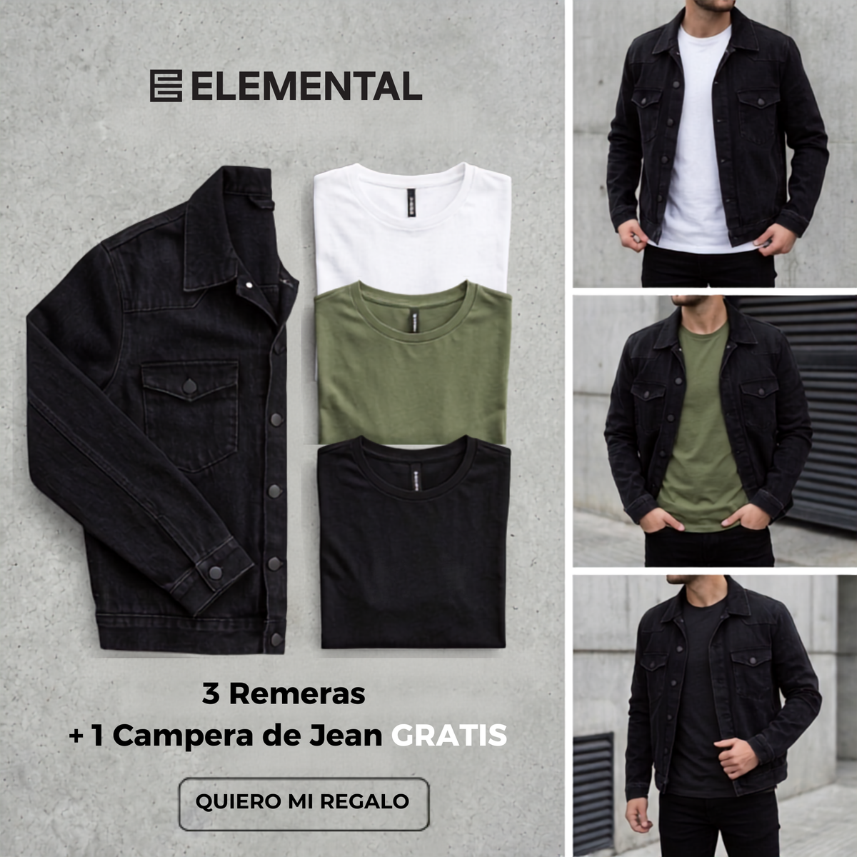Pack Remeras + Campera de Jean